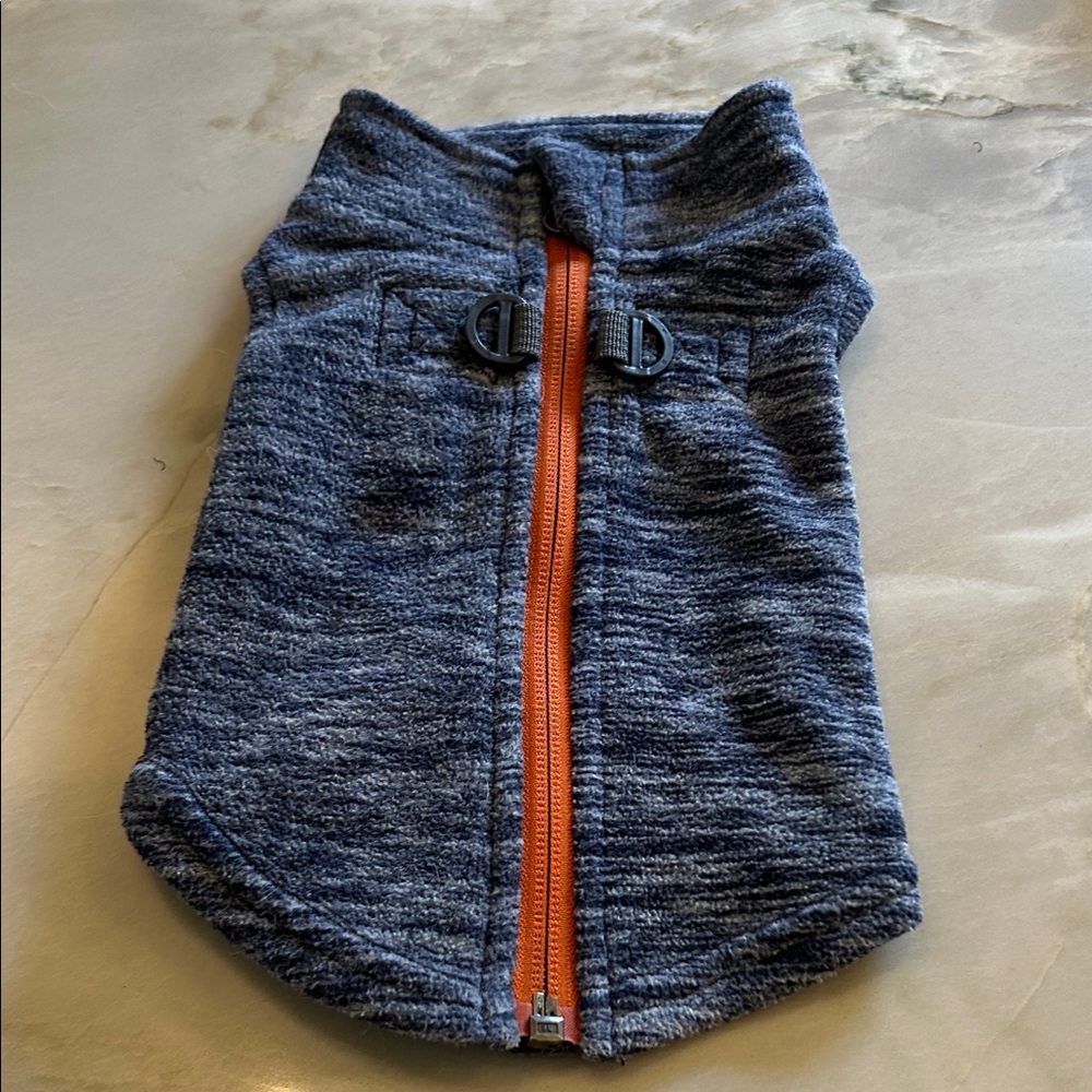 Gooby Blue Dog Vest with Orange Zipper